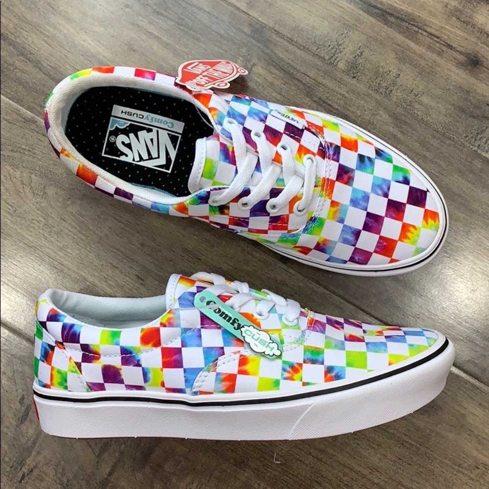 VANS COMFYCUSH ERA TIE-DYE CHECKERBOARD WHITE mens - Picture 2 of 16